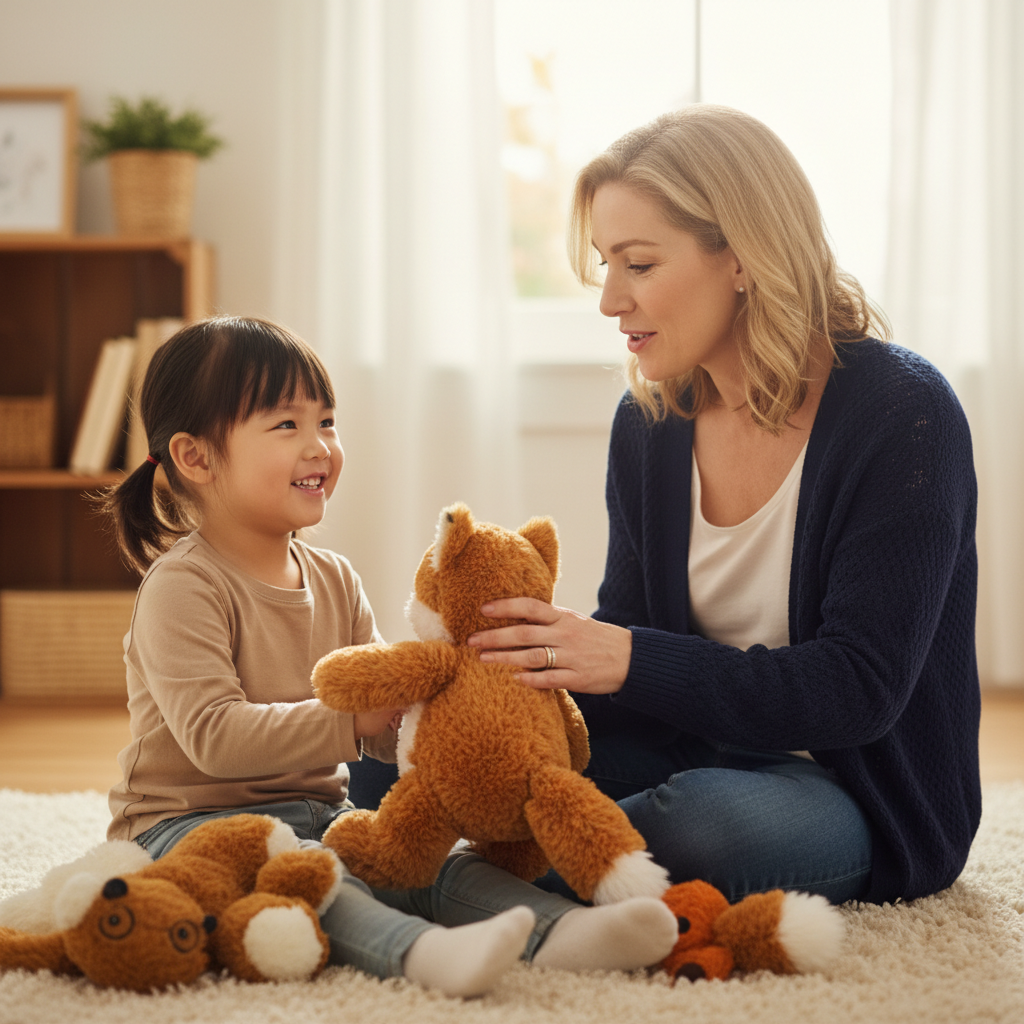 Child and counsellor playing gently together during child counselling in Burnaby